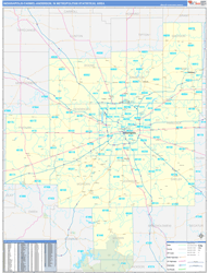 Indianapolis-Carmel-Anderson Metro Area Wall Map Basic Style 2026